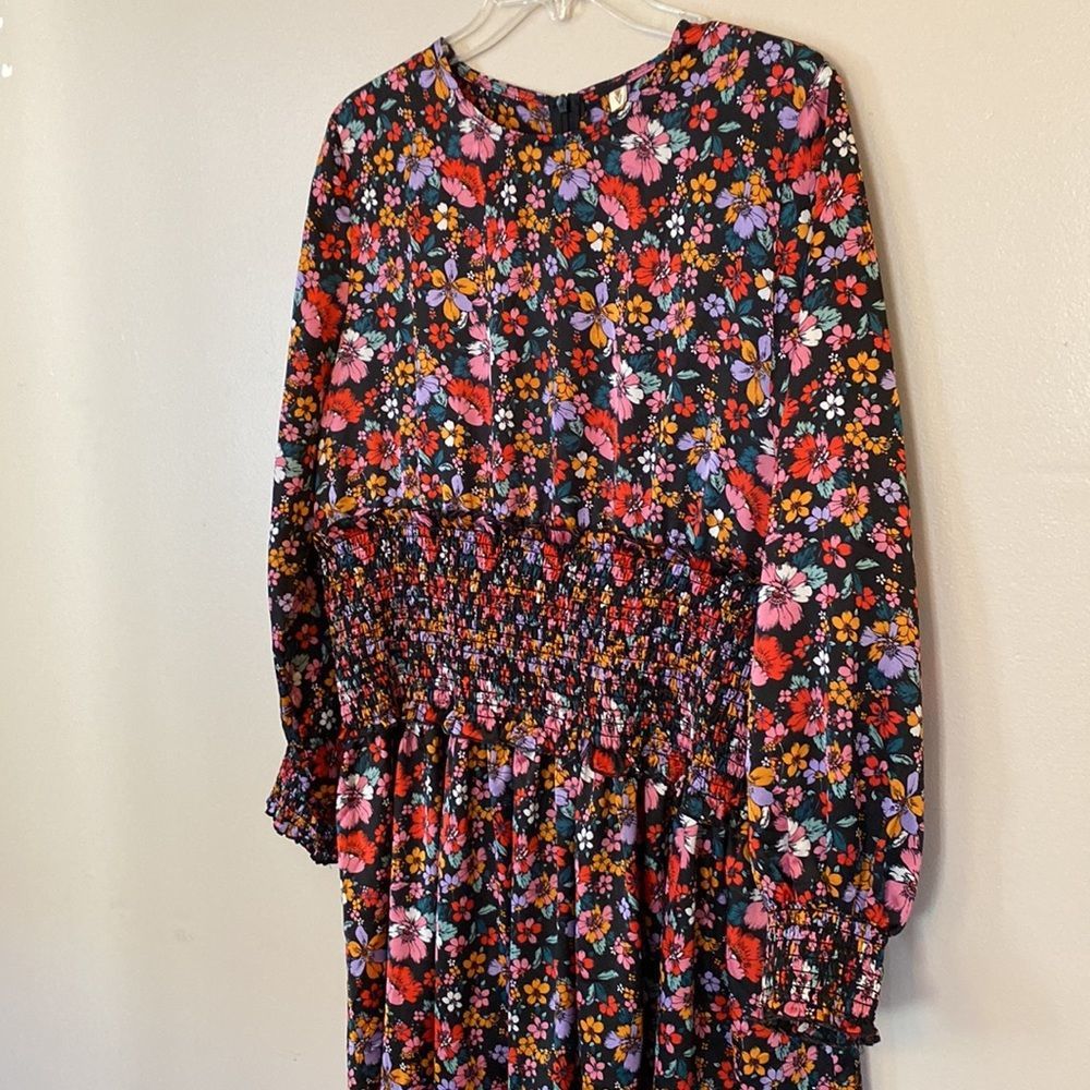 Ava and Lu Smocked Floral Midi Dress